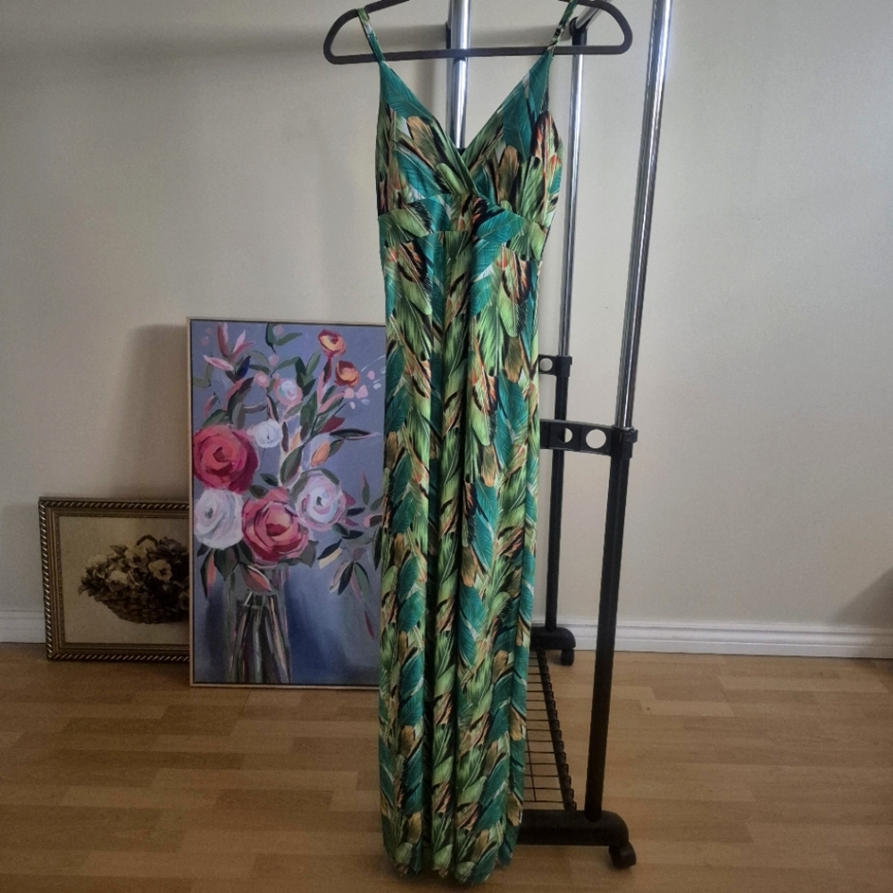 Streetwear Society Green and Orange Patterned Dress Size Small